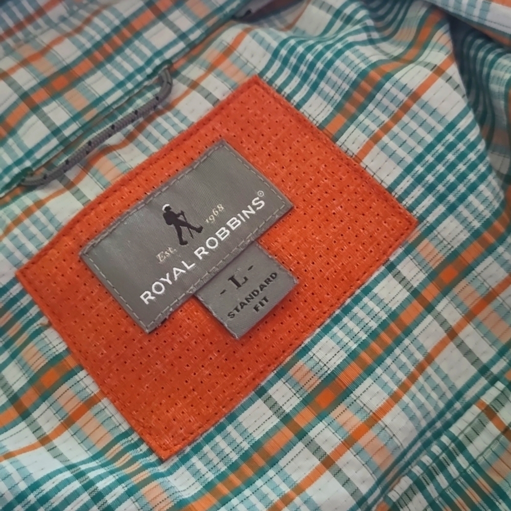 Royal Robbins Short Sleeve Mountaineering Climbing PLAID Shirt Men's Sz L